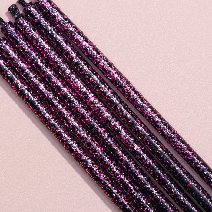 Набор свечей в торт, 6 штук Набор свечей в торт, 6 штук "Сияние", розовый с чёрным, 17 см