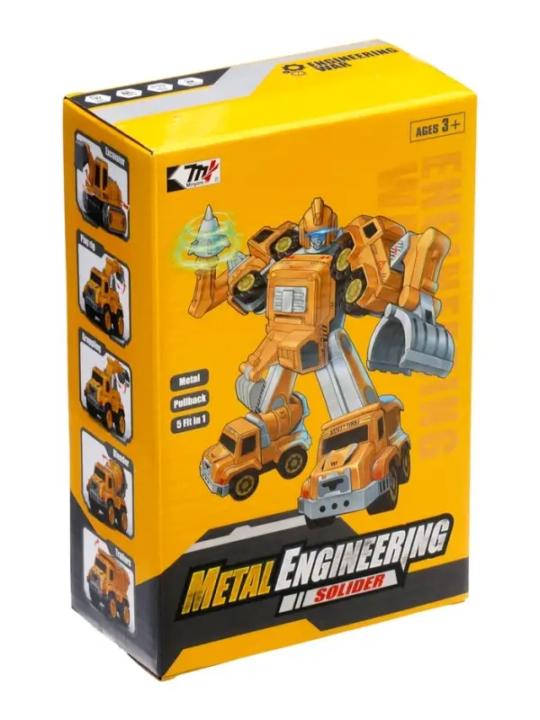 Робот-трансформер «Стройбот», собирается из 5 машинок, подвижные детали