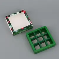 Коробка подарочная под 9 конфет &laquo;Елочные игрушки&raquo;, 14.5&times;14.5&times;3.5 см