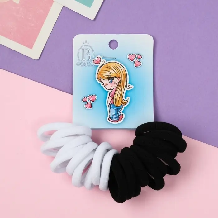 Резинка для волос  Резинка для волос "Амурные дела" (набор 20 шт) любимка, 2,5 см, чёрный белый