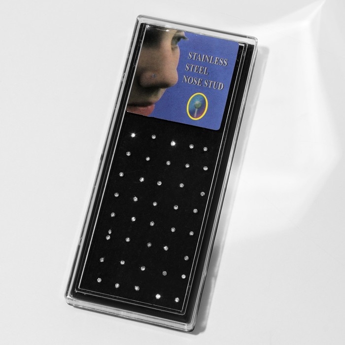 Пирсинг в нос прямой, набор 40 шт., L=10 мм, цвет белый в серебре Пирсинг в нос прямой, набор 40 шт., L=10 мм, цвет белый в серебре