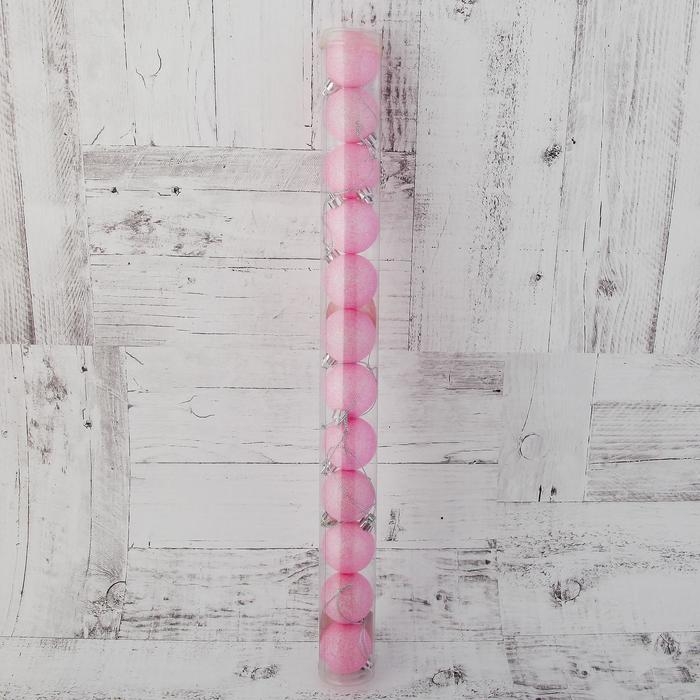 Набор шаров пластик d-4 см, 12 шт Набор шаров пластик d-4 см, 12 шт "Перелив" розовый