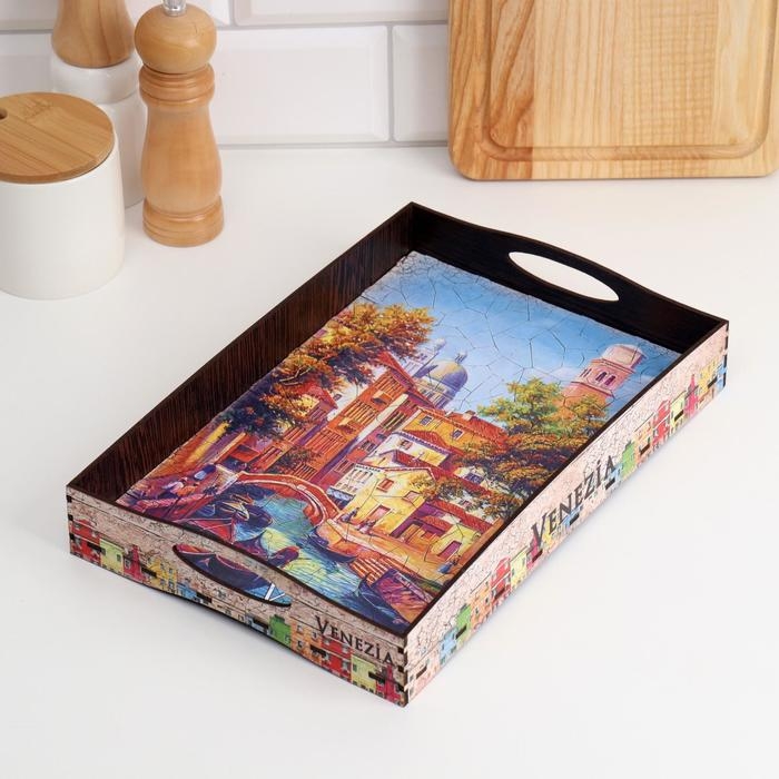 Поднос с ручками Поднос с ручками "Венеция", деревянный, 30х20х4,5см