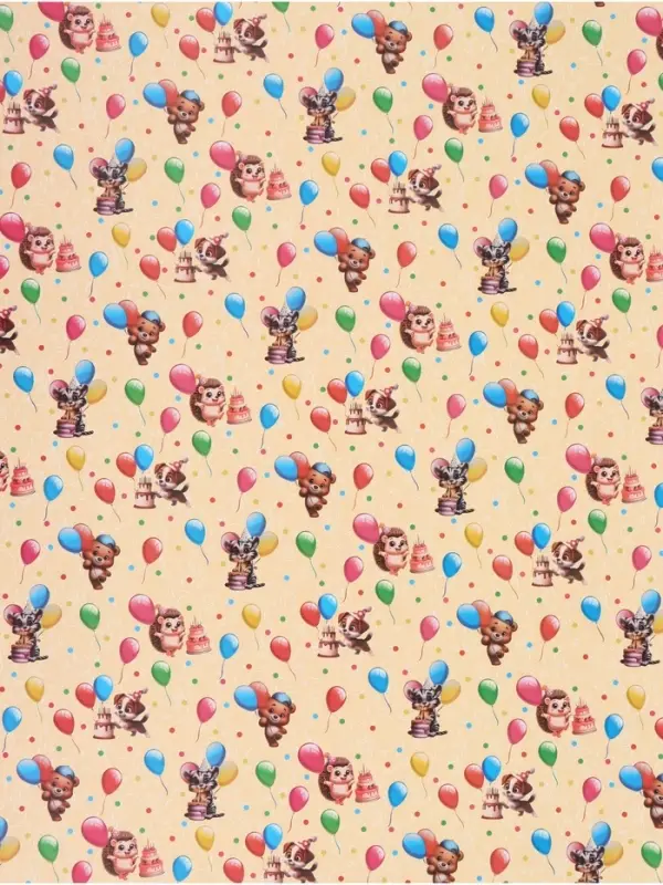 Бумага упаковочная &laquo;Зверята с шарами&raquo;, глянец, 100&times;70 см