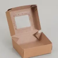 Контейнер навынос, с окном, крафт, 10&times;8&times;3.5 см