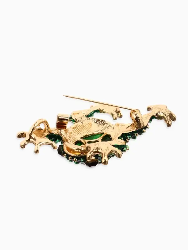 Брошь &laquo;Лягушка&raquo;, кабошон, зелёная в золоте