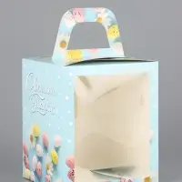 Коробка подарочная пасхальная с окном «Небесная голубая» 15×15×18 см Коробка подарочная пасхальная с окном «Небесная голубая» 15×15×18 см