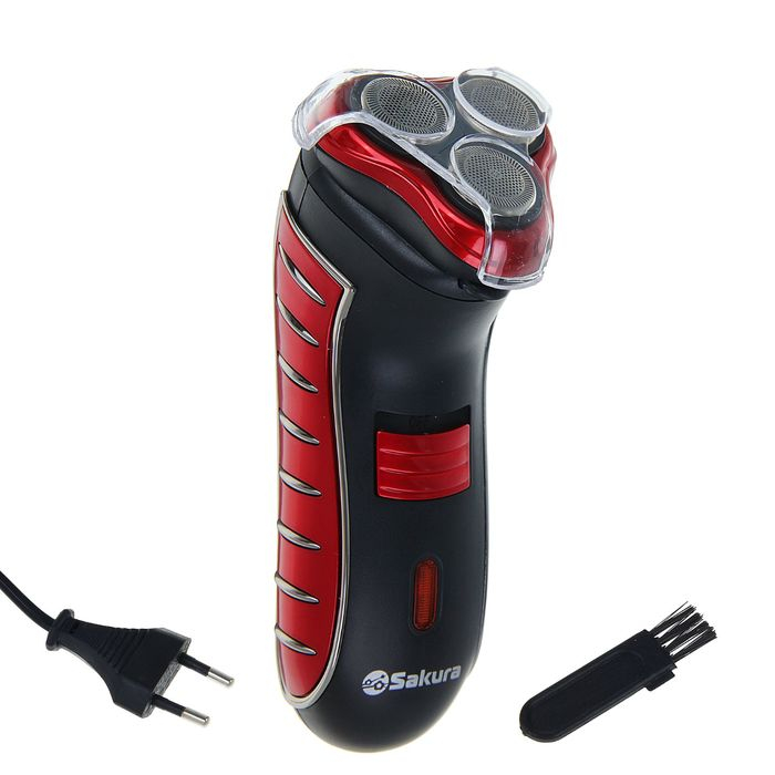Электробритва Sakura SA-5414RB, 3 Вт, сеточная, 3 плавающие головки, триммер, АКБ, красная Электробритва Sakura SA-5414RB, 3 Вт, сеточная, 3 плавающие головки, триммер, АКБ, красная