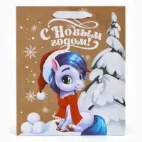 Пакет крафтовый подарочный &laquo;Конь&raquo;, ML 23&times;27&times;11.5 см