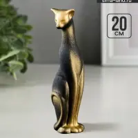 Фигура керамика &laquo;Кошка Багира голова влево&raquo;, чёрно-золотой, 5&times;5&times;20 см