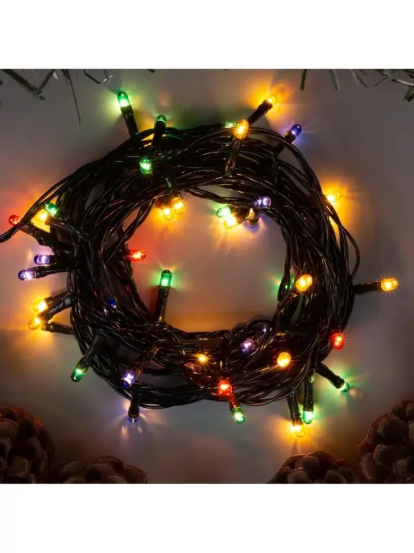 Гирлянда &laquo;Нить&raquo; 5 м, IP20, тёмная нить, 50 ламп, 8 режимов, 220 В, свечение мульти