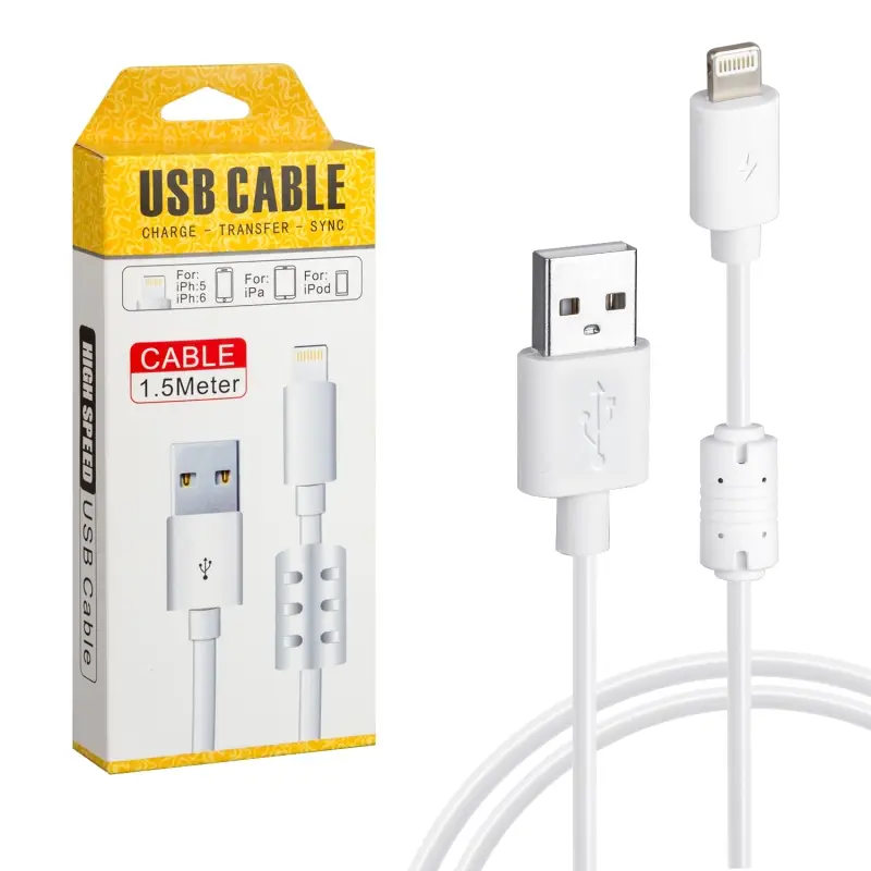 *Кабель USB на Lightning 1.5m для передачи данных ISA белый *Кабель USB на Lightning 1.5m для передачи данных ISA белый
