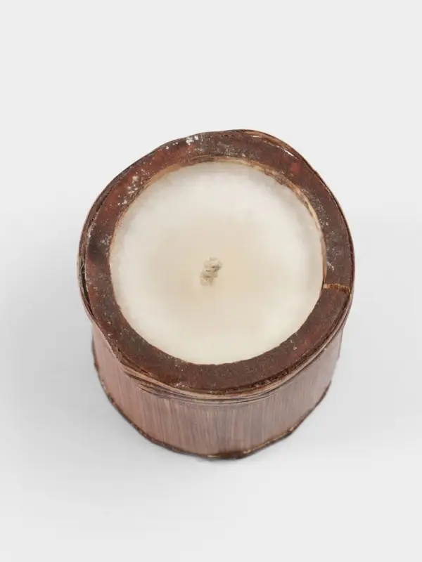 Свеча в бамбуке, 7&times;7&times;6 см, 100 мл, бежевая