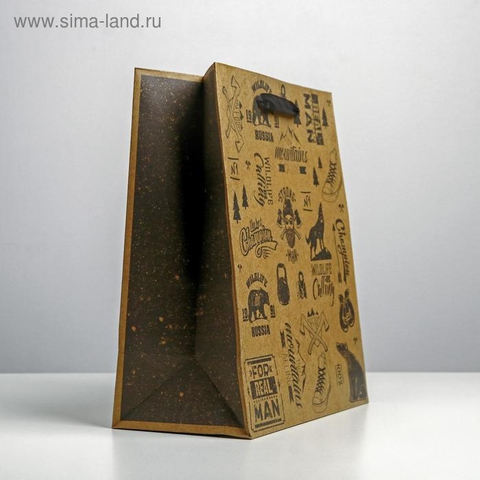 Пакет подарочный крафтовый вертикальный, упаковка, &laquo;For real man&raquo;, ML 23 х 27 х 11.5 см