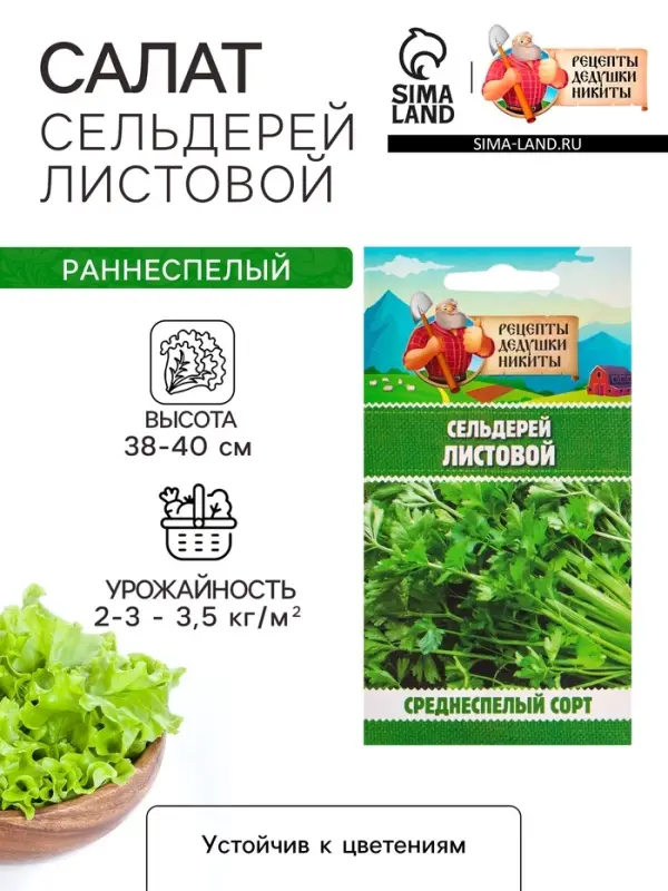 Семена Сельдерей &laquo;Листовой&raquo;, 0.5 г, &laquo;Рецепты дедушки Никиты&raquo;