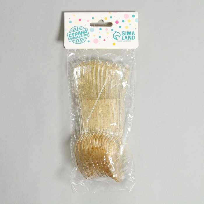 Ложки пластиковые «Блеск», в наборе 12 штук, цвет золото Ложки пластиковые «Блеск», в наборе 12 штук, цвет золото