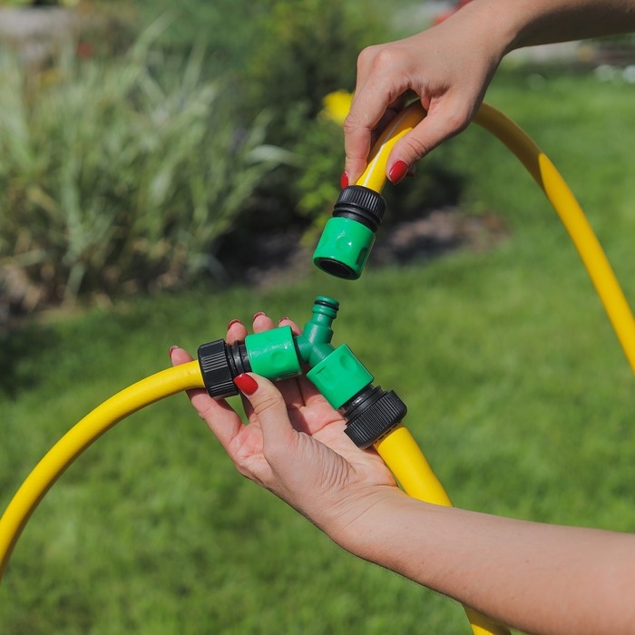 Тройник, быстросъёмное соединение, пластик, Greengo Тройник, быстросъёмное соединение, пластик, Greengo