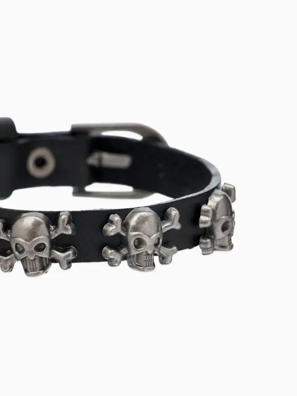 Браслет кожаный &laquo;Хардкор. Череп пиратов&raquo;, L=25.5 см, чёрный в серебре