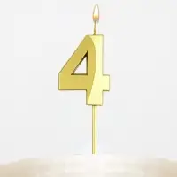 Свеча цифра для торта «4», золото, 2,3 х 8 см