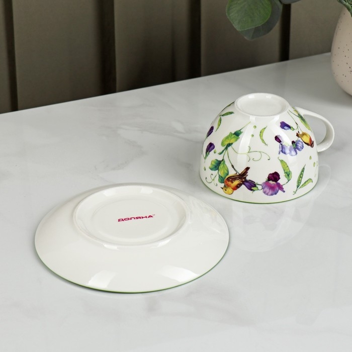 Сервиз фарфоровый чайный Доляна «Зелёный сад», 12 предметов: 6 чашек 220 мл, 6 блюдец d=13 см Сервиз фарфоровый чайный Доляна «Зелёный сад», 12 предметов: 6 чашек 220 мл, 6 блюдец d=13 см