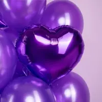 Воздушный шар фольгированный 18" &laquo;Сердце фиолетовое&raquo;, набор 5 шт.