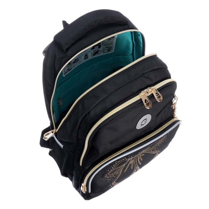 Рюкзак школьный, 40 х 27 х 20 см, Grizzly, эргономичная спинка, отделение для ноутбука, чёрный Рюкзак школьный, 40 х 27 х 20 см, Grizzly, эргономичная спинка, отделение для ноутбука, чёрный