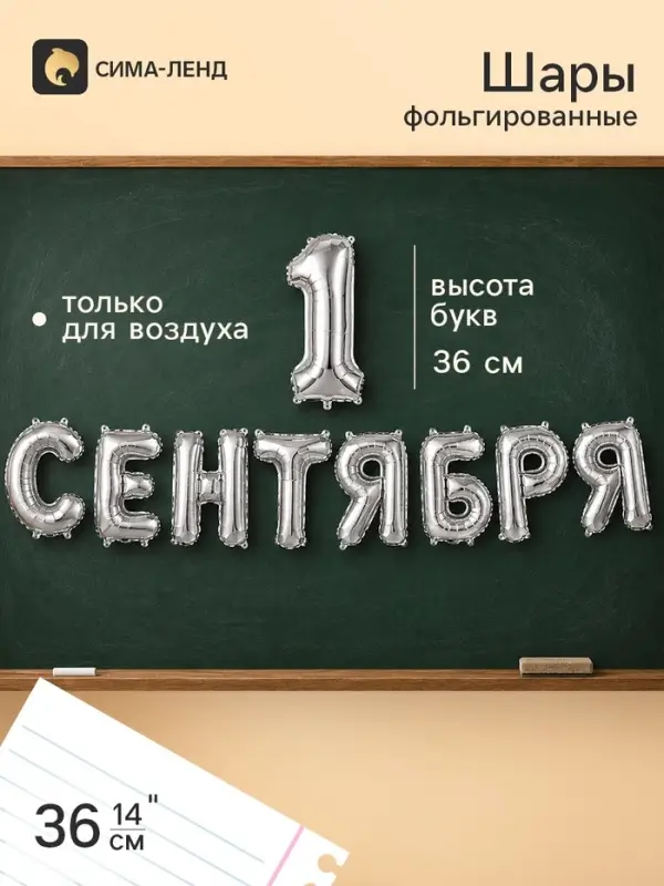 Воздушные шары фольгированные 14" &laquo;1 Сентября&raquo; цвет серебро