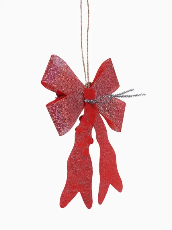 Ёлочные игрушки 2 шт. &laquo;Зимнее волшебство. Бант элит&raquo; пластик, 12&times;14 см, розовый