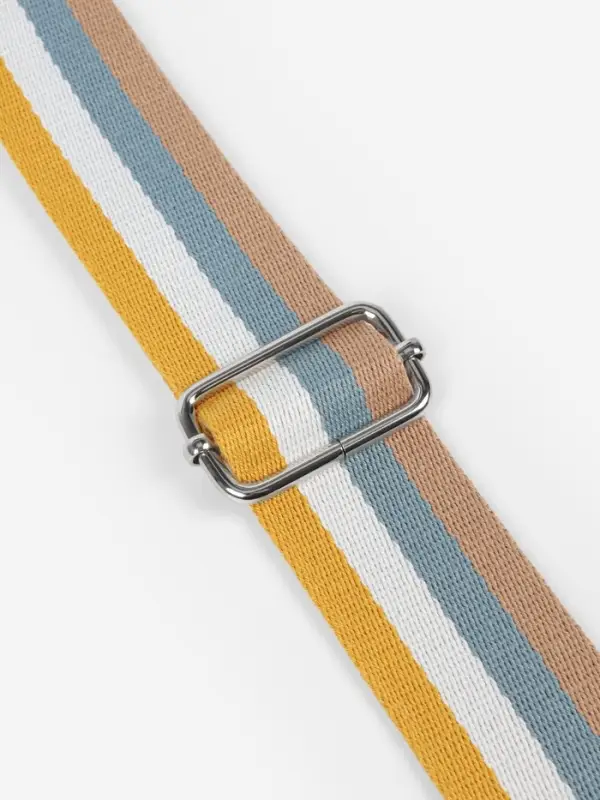 Ручка для сумки, стропа с кожаной вставкой, 135&plusmn;3&times;3.8 см, жёлтая, белая