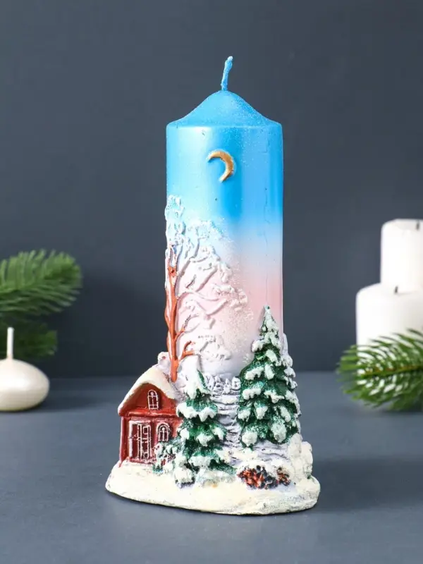 Свеча фигурная "Зимний пейзаж" 9,5х7х17 см
