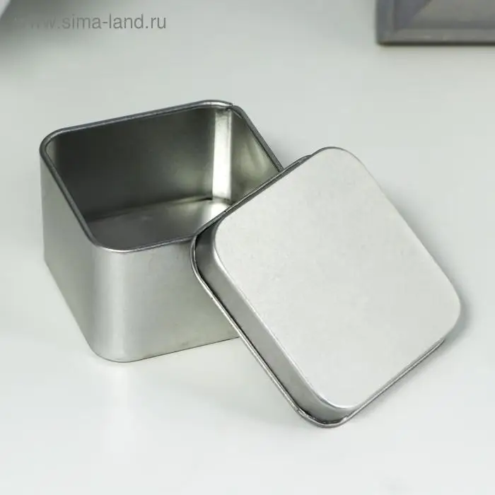 Шкатулка металл "Квадрат серебряный" 6х6х4 см