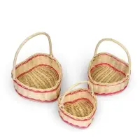 Корзина плетёная для хранения &laquo;Сердце&raquo;, лоза, с ручкой, кукуруза, набор 3 шт.