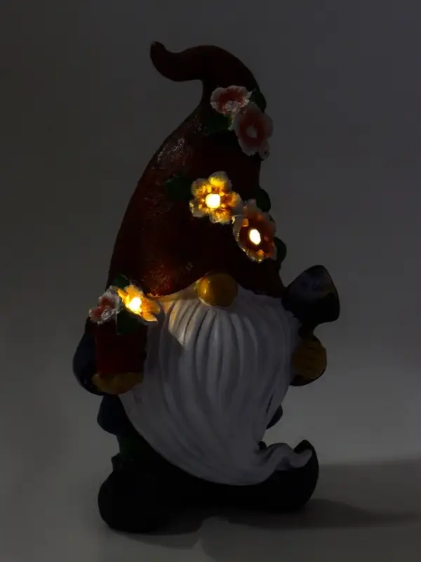 Садовая фигура - фонарь из полистоуна &laquo;Гном садовод&raquo;, 16&times;13&times;27 см, Greengo