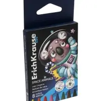 Восковые мелки 8 цветов, ErichKrause Kids Space Animals, трёхгранные