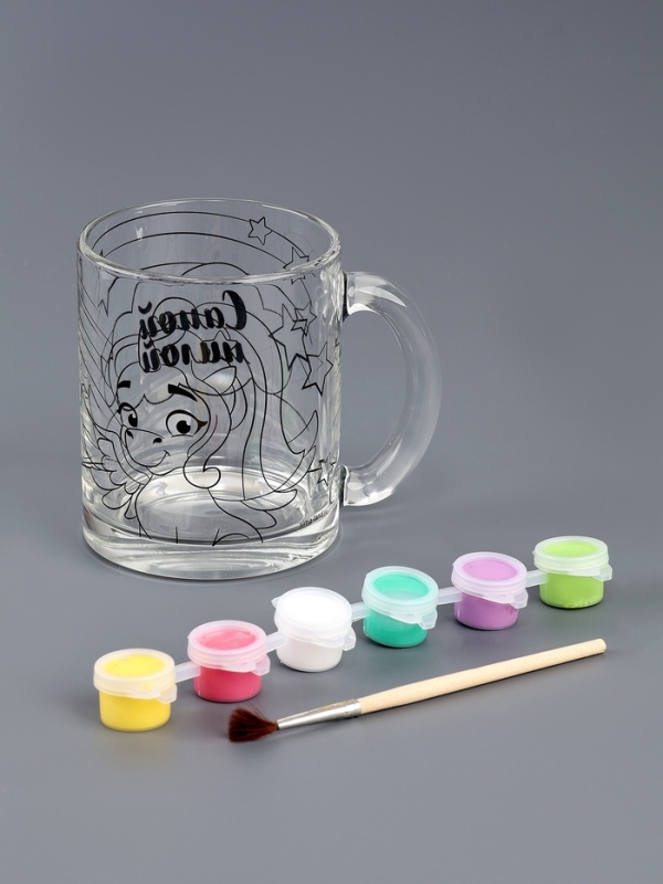 Роспись стеклянной кружки красками  Роспись стеклянной кружки красками "Самой милой" Единорожка