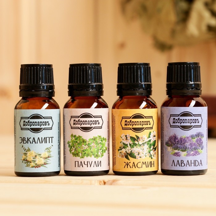 Эфирное масло жасмин, пачули, лаванда, эвкалипт, набор 4 шт по 17 мл + полочка для масел Эфирное масло жасмин, пачули, лаванда, эвкалипт, набор 4 шт по 17 мл + полочка для масел