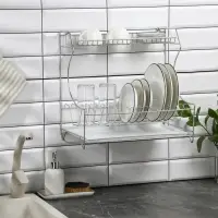 Сушилка для посуды с поддоном 2-х ярусная, настольно-настенная, 39.5&times;25&times;38 см, хром