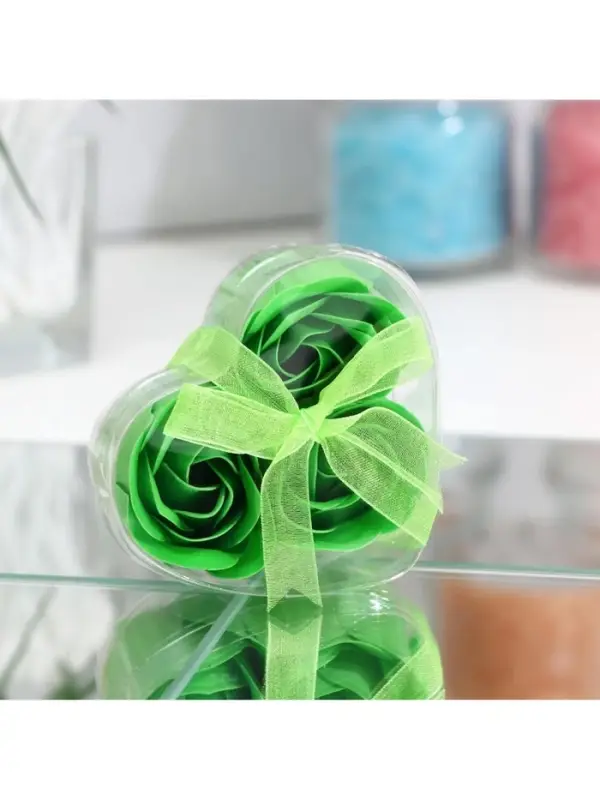 Мыльные розочки, зелёные, набор 3 шт., в коробке