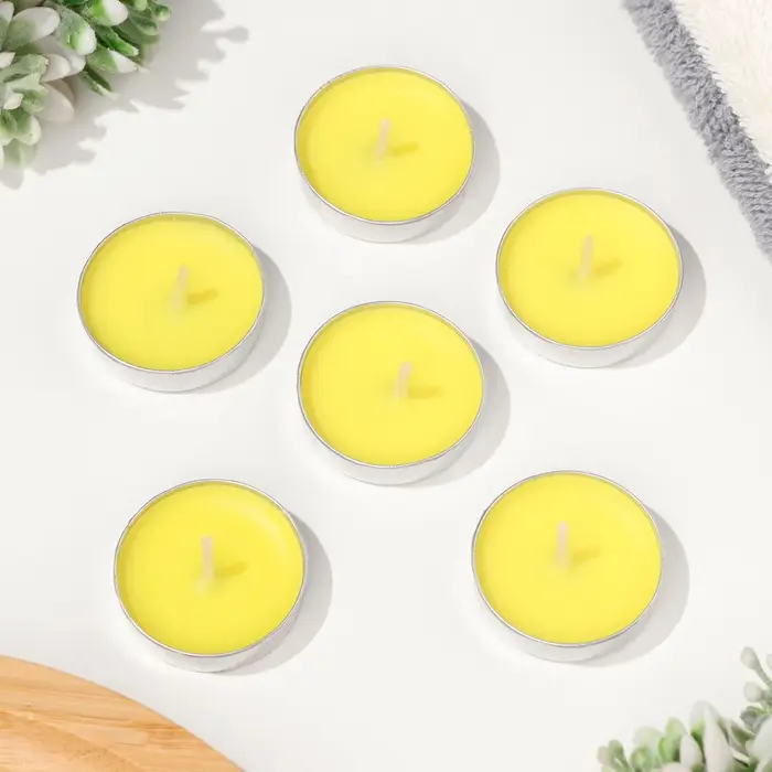 Набор свечей чайных ароматических, 6 шт, лимон Набор свечей чайных ароматических, 6 шт, лимон