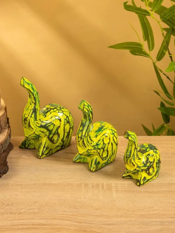 Набор сувенирный «Слоники», h=17 см, h=15 см, h=12 см, дерево