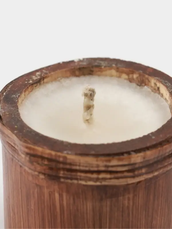 Свеча в бамбуке, 7&times;7&times;6 см, 100 мл, бежевая