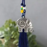 Подвеска металл, текстиль &laquo;Слон с кисточкой&raquo;, синий с серебром, 1.5&times;4.3&times;14 см
