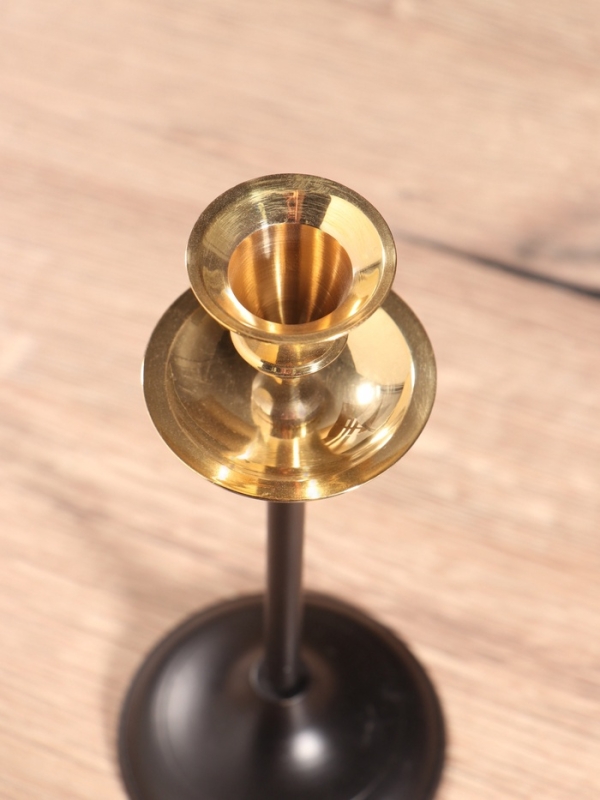 Подсвечник на 1 свечу "Да Винчи" латунь, черный с золотом 7х7х18 см