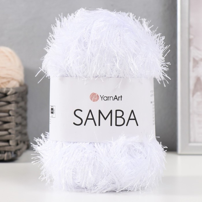 Пряжа Пряжа "Samba" 100% полиэстер 150м/100гр (501 ярко-белый)