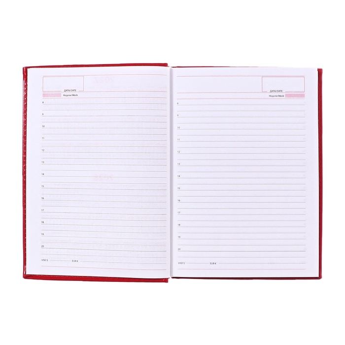 Ежедневник недатированный А5, 160 листов  Ежедневник недатированный А5, 160 листов "Небраска", перфорация углов, красный