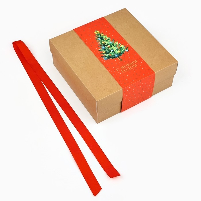 Коробка подарочная новогодняя складная «С Новым годом», тиснение, 20 х 20 х 8 см, Новый год Коробка подарочная новогодняя складная «С Новым годом», тиснение, 20 х 20 х 8 см, Новый год