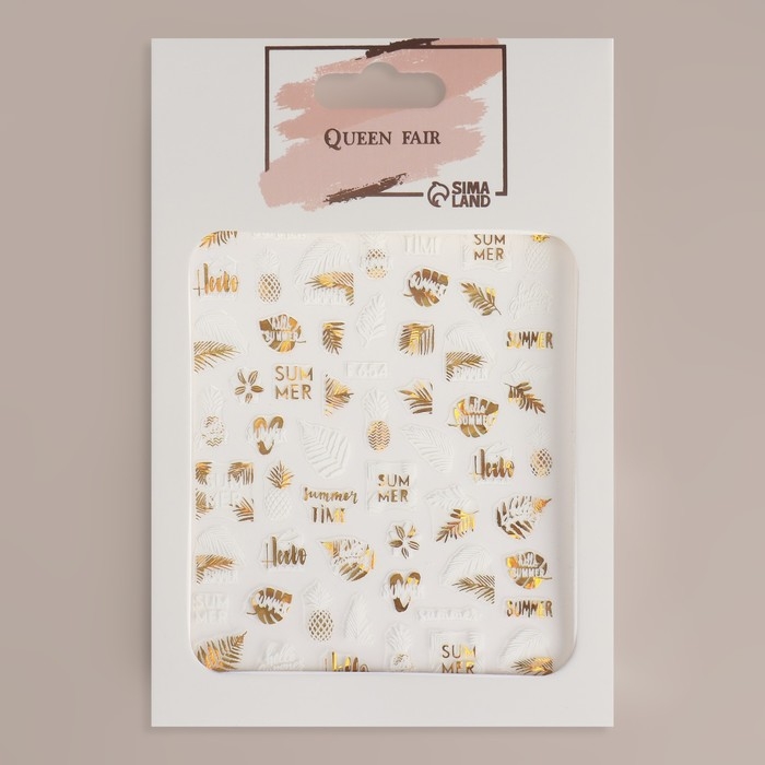 Наклейки для ногтей «Summer time», металлизированные, цвет белый/золотистый Наклейки для ногтей «Summer time», металлизированные, цвет белый/золотистый