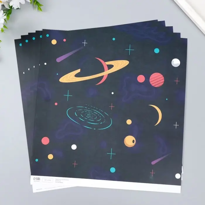 Бумага для скрапбукинга «Арт Узор. Вселенная», 180 г/м², 30.5×32 см
