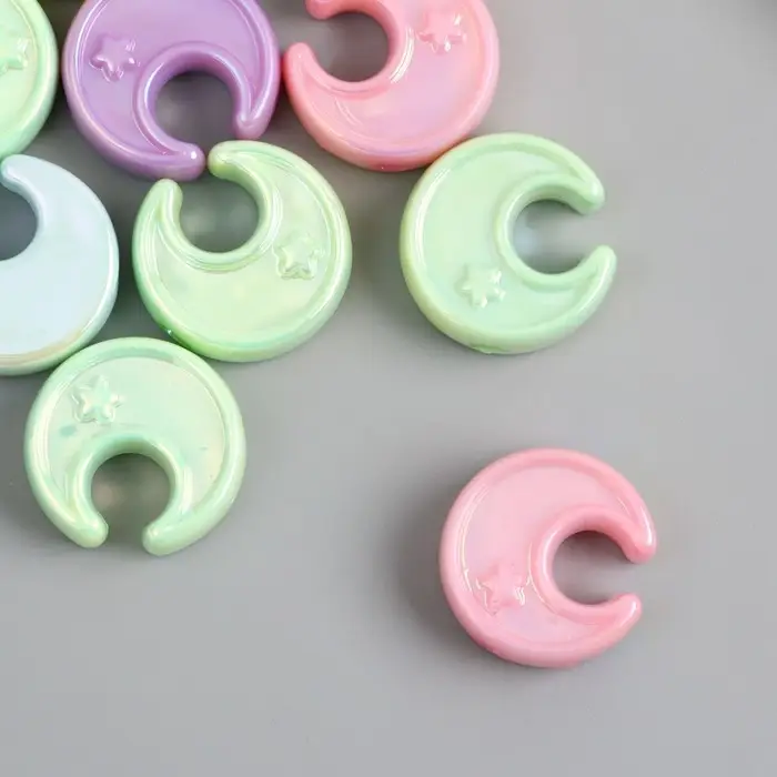 Бусина для творчества пластик "Месяц. Перламутровый глянец" МИКС 0,8х2,3х2,3 см