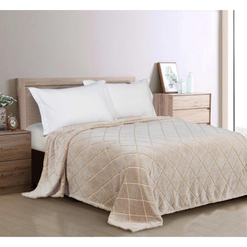 Плед велсофт  150х200см 260гр Бежевый ромб 16-1318 G